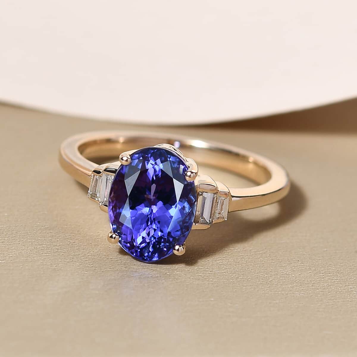 LUXORO 14K Yellow Gold Premium Tanzanite and Diamond G-H I3 Ring (Size 6.0) 3.65 Grams 2.90 ctw image number 1