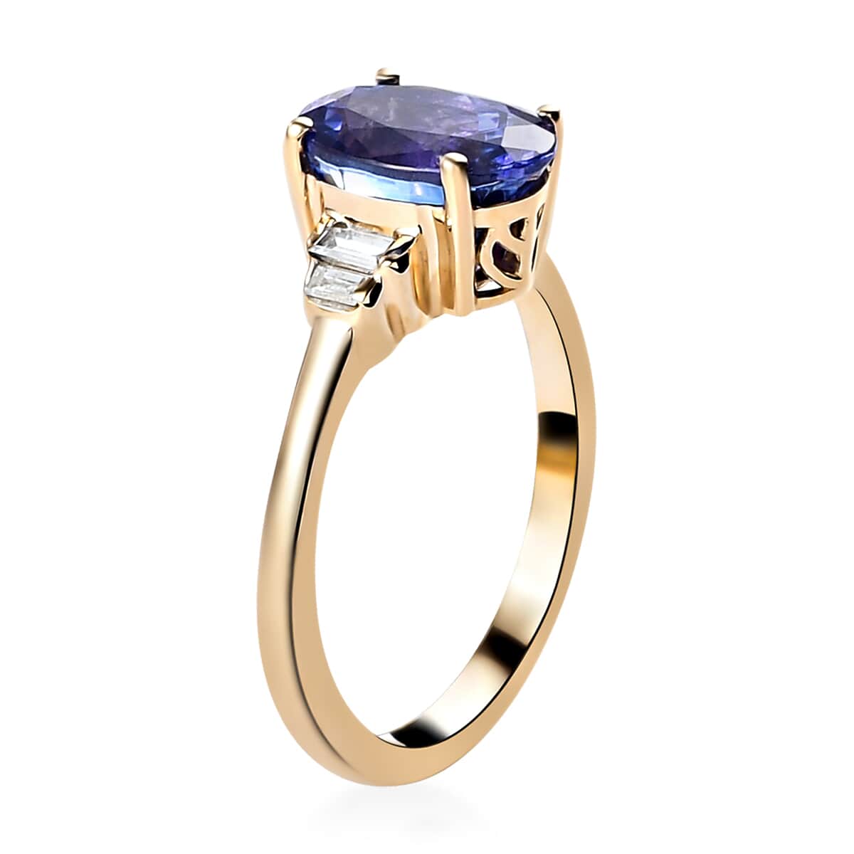 LUXORO 14K Yellow Gold Premium Tanzanite and Diamond G-H I3 Ring (Size 6.0) 3.65 Grams 2.90 ctw image number 3