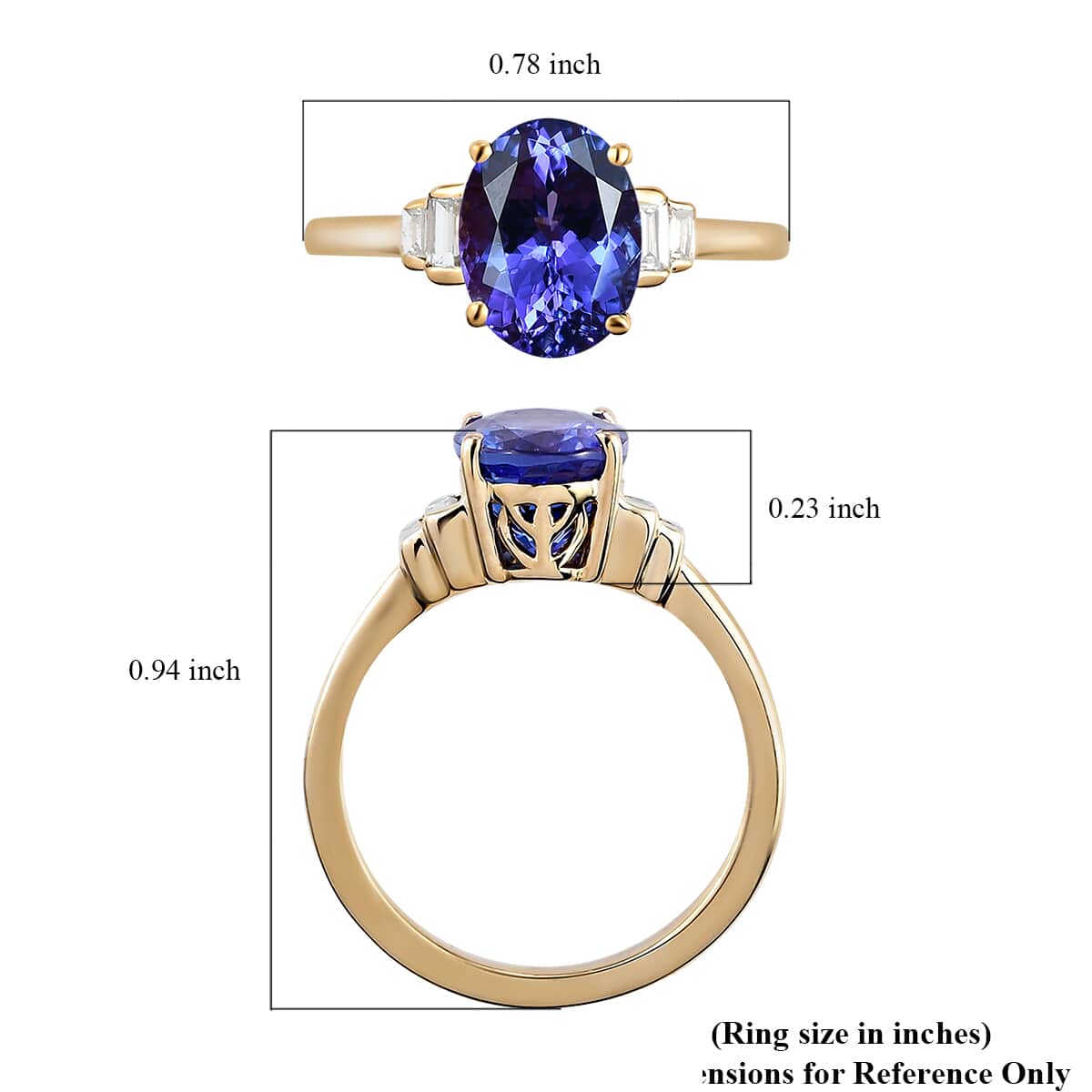 LUXORO 14K Yellow Gold Premium Tanzanite and Diamond G-H I3 Ring (Size 6.0) 3.65 Grams 2.90 ctw image number 5