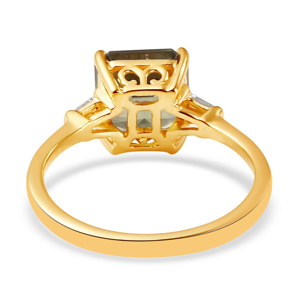 ILIANA 18K Yellow Gold Asscher Cut AAA Turkizite and G-H SI Diamond Ring 3.20 Grams 2.90 ctw image number 4