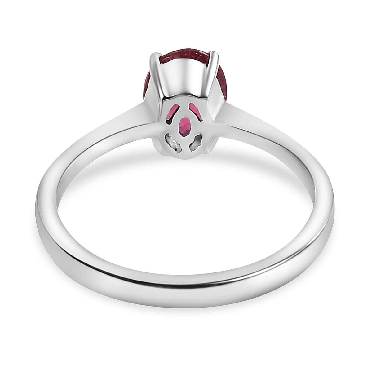 Rhapsody AAAA Ouro Fino Rubellite Ring , Rubellite Solitaire Ring , 950 Platinum Ring , Wedding Ring 4.15 Grams 1.35 ctw