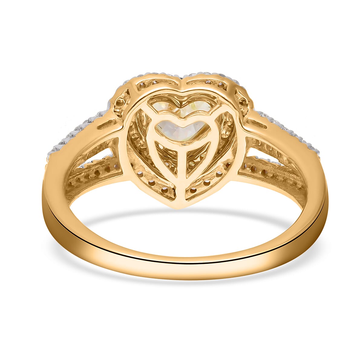 SGL Certified Luxoro 14K Yellow Gold Natural Yellow and White Diamond I1-I2 Heart Ring (Size 5.5) 4.10 Grams 1.50 ctw image number 4