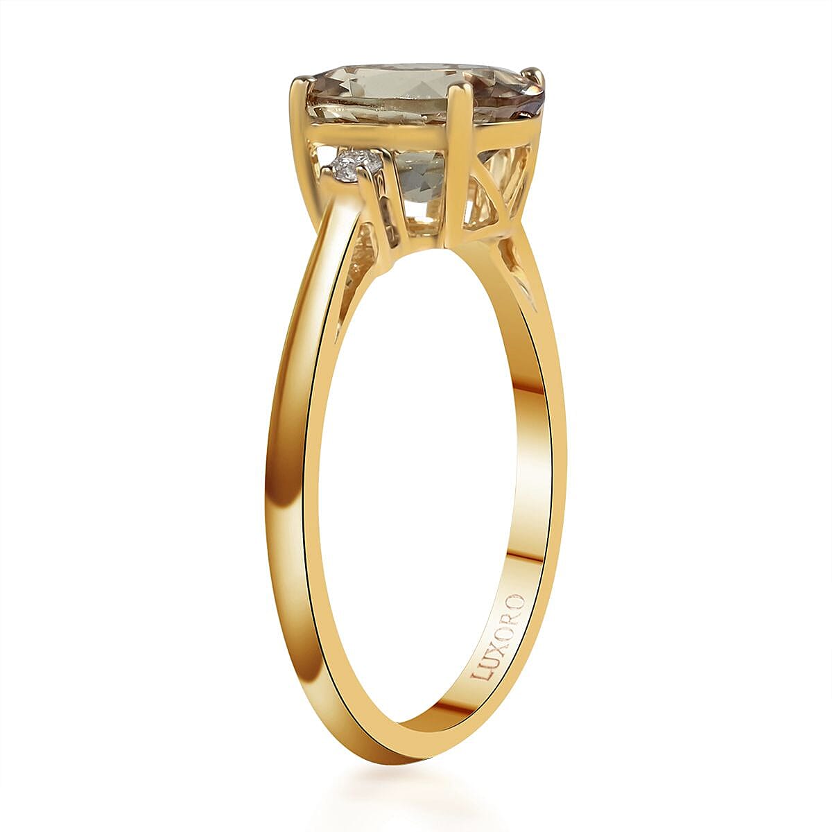 Certified Luxoro 14K Yellow Gold AAA Turkizite and G-H I2 Diamond Ring (Size 5.5) 2.10 ctw image number 3