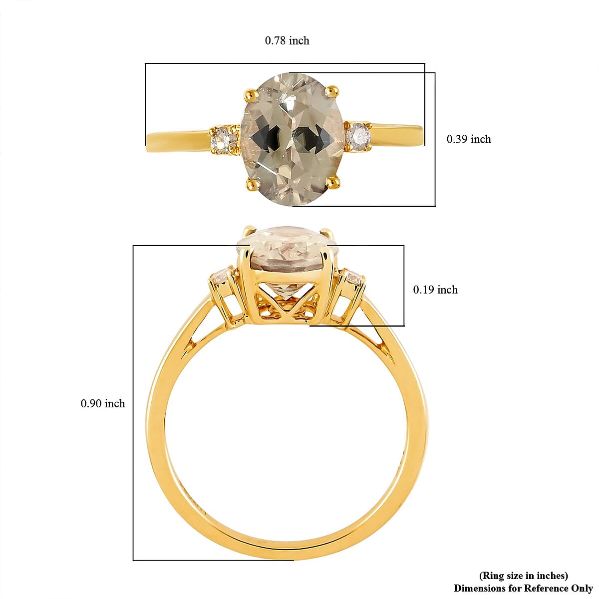 Certified Luxoro 14K Yellow Gold AAA Turkizite and G-H I2 Diamond Ring (Size 5.5) 2.10 ctw image number 5
