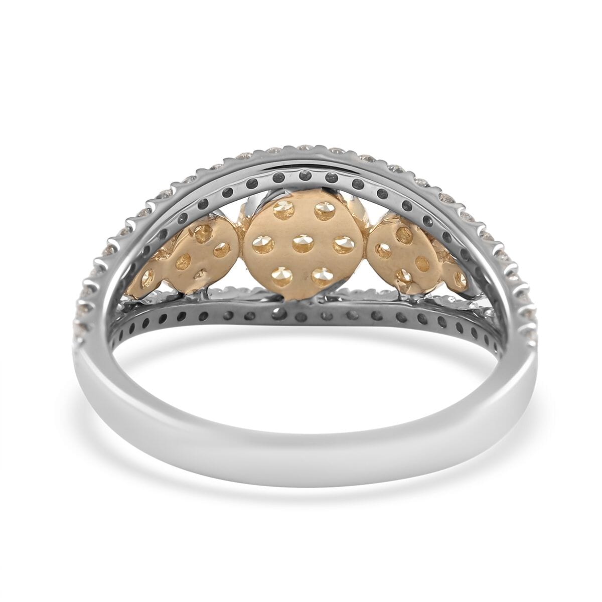 14K White and Yellow Gold Diamond and Natural Yellow Diamond Flower Ring (Size 5.5) 1.00 ctw image number 4