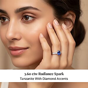 Certified and Appraised Rhapsody 950 Platinum AAAA Tanzanite and E-F VS Diamond Ring (Size 6.5) 5.50 Grams 3.60 ctw