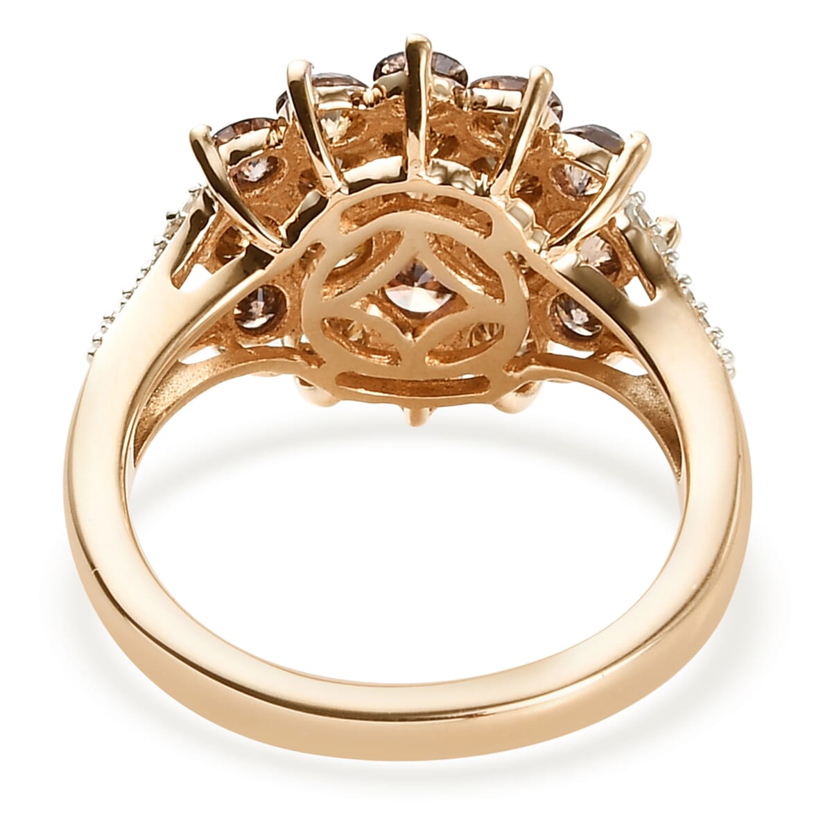 Luxoro 10K Yellow Gold Natural Champagne and White Diamond Floral Ring (Size 6.5) 2.00 ctw image number 4