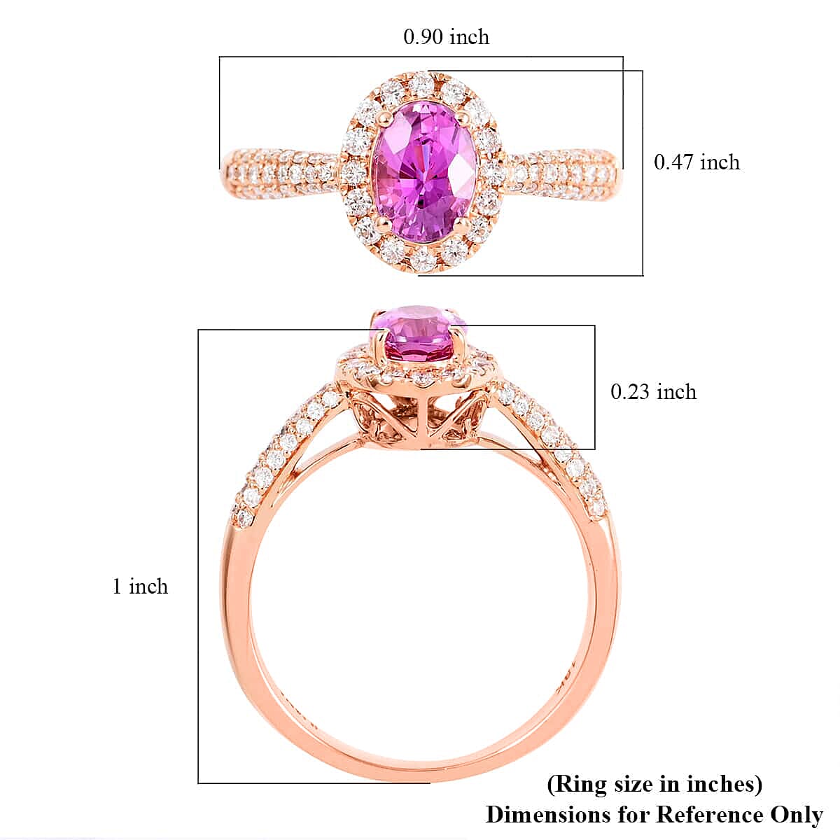 Certified and Appraised Iliana 18K Rose Gold AAA Madagascar Pink Sapphire and G-H SI Diamond Halo Ring (Size 6.5) 1.35 ctw image number 5