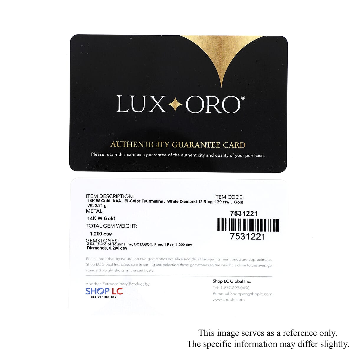 Certified Luxoro 14K White Gold AAA Bi-Color Tourmaline and G-H I2 Diamond Halo Ring (Size 6.5) 1.69 ctw image number 6