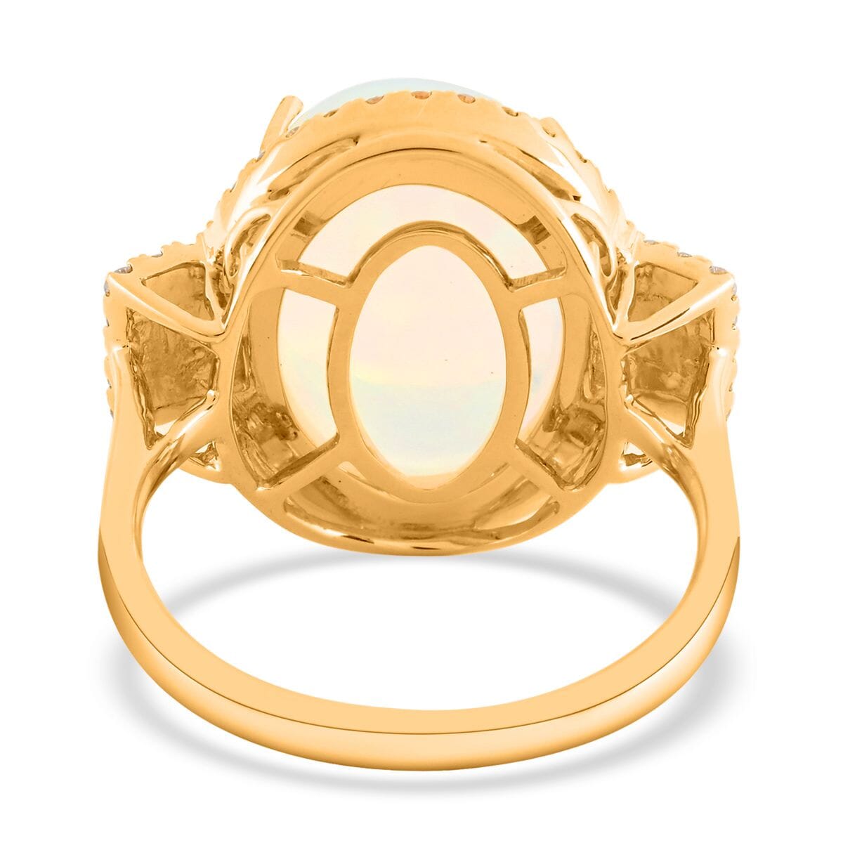 Certified Iliana 18K Yellow Gold AAA Ethiopian Welo Opal and G-H SI Diamond Halo Ring (Size 6.5) 5.60 Grams 7.40 ctw image number 4