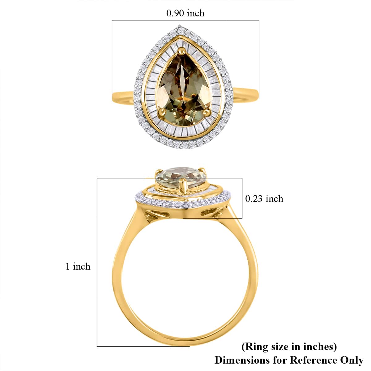 Luxoro 10K Yellow Gold AAA Turkizite and Diamond Pear Shape Double Halo Ring (Size 7.5) 2.40 ctw image number 5