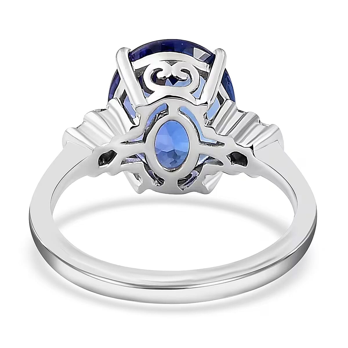 Rhapsody 950 Platinum AAAA Tanzanite and E-F VS Diamond Ring (Size 7.5) 4.85 Grams 4.00 ctw image number 6