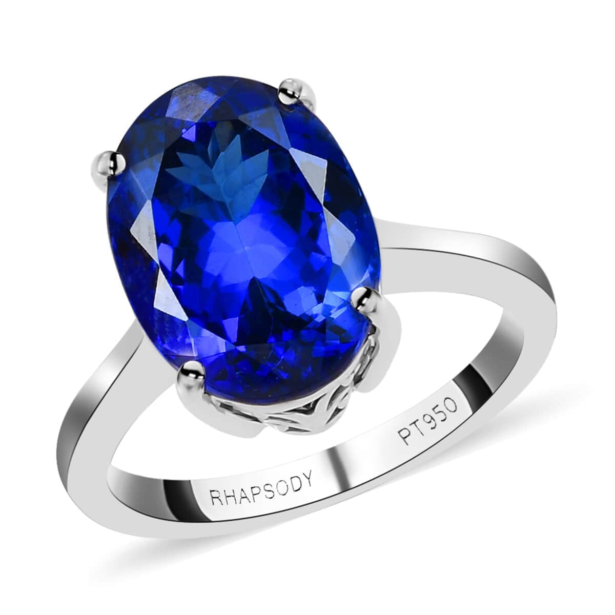 Rhapsody 950 Platinum AAAA Tanzanite Solitaire Ring (Size 7.5) 6.35 Grams 7.75 ctw image number 0