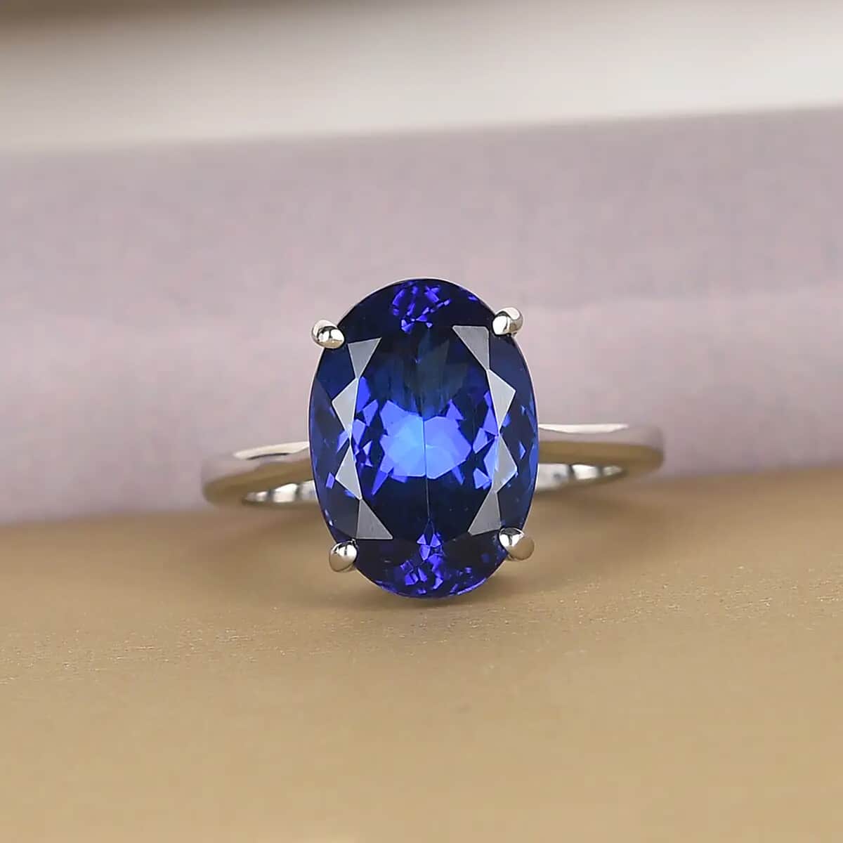 Rhapsody 950 Platinum AAAA Tanzanite Solitaire Ring (Size 7.5) 6.35 Grams 7.75 ctw image number 1