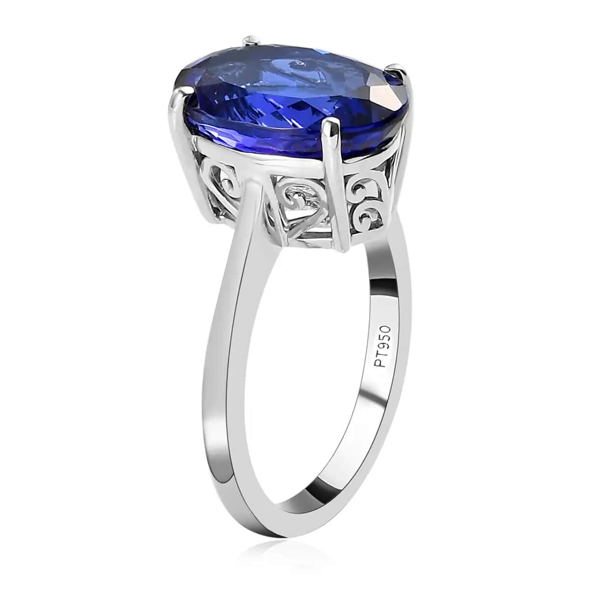 Rhapsody 950 Platinum AAAA Tanzanite Solitaire Ring (Size 7.5) 6.35 Grams 7.75 ctw image number 3
