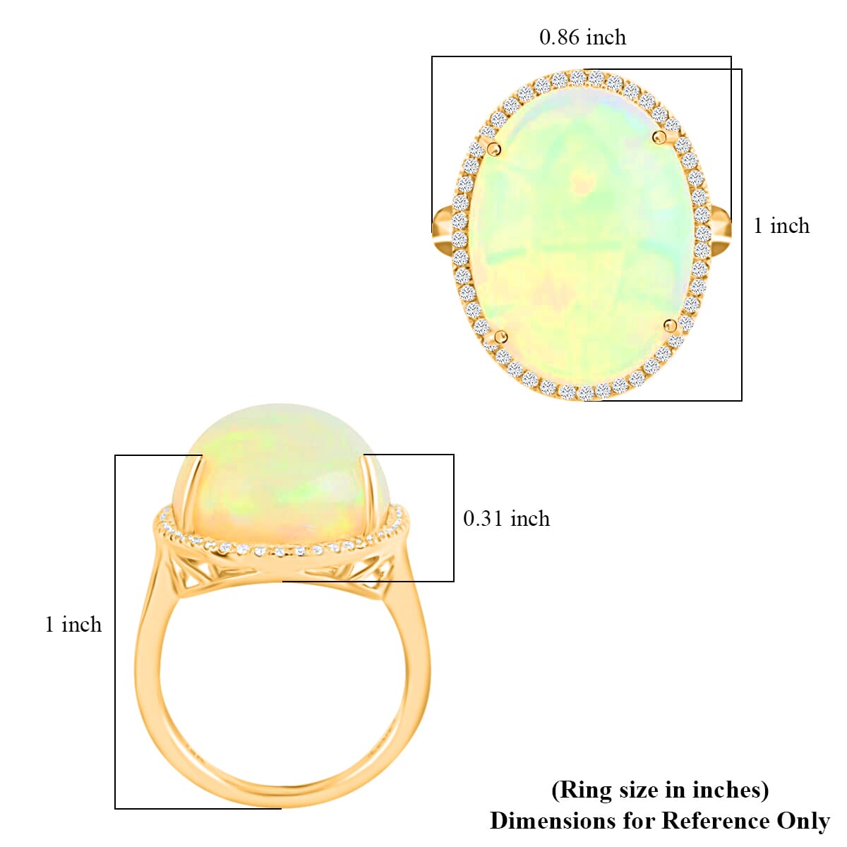Certified Iliana 18K Yellow Gold AAA Ethiopian Welo Opal and G-H SI Diamond Ring (Size 7.5) 7.85 Grams 12.85 ctw image number 5