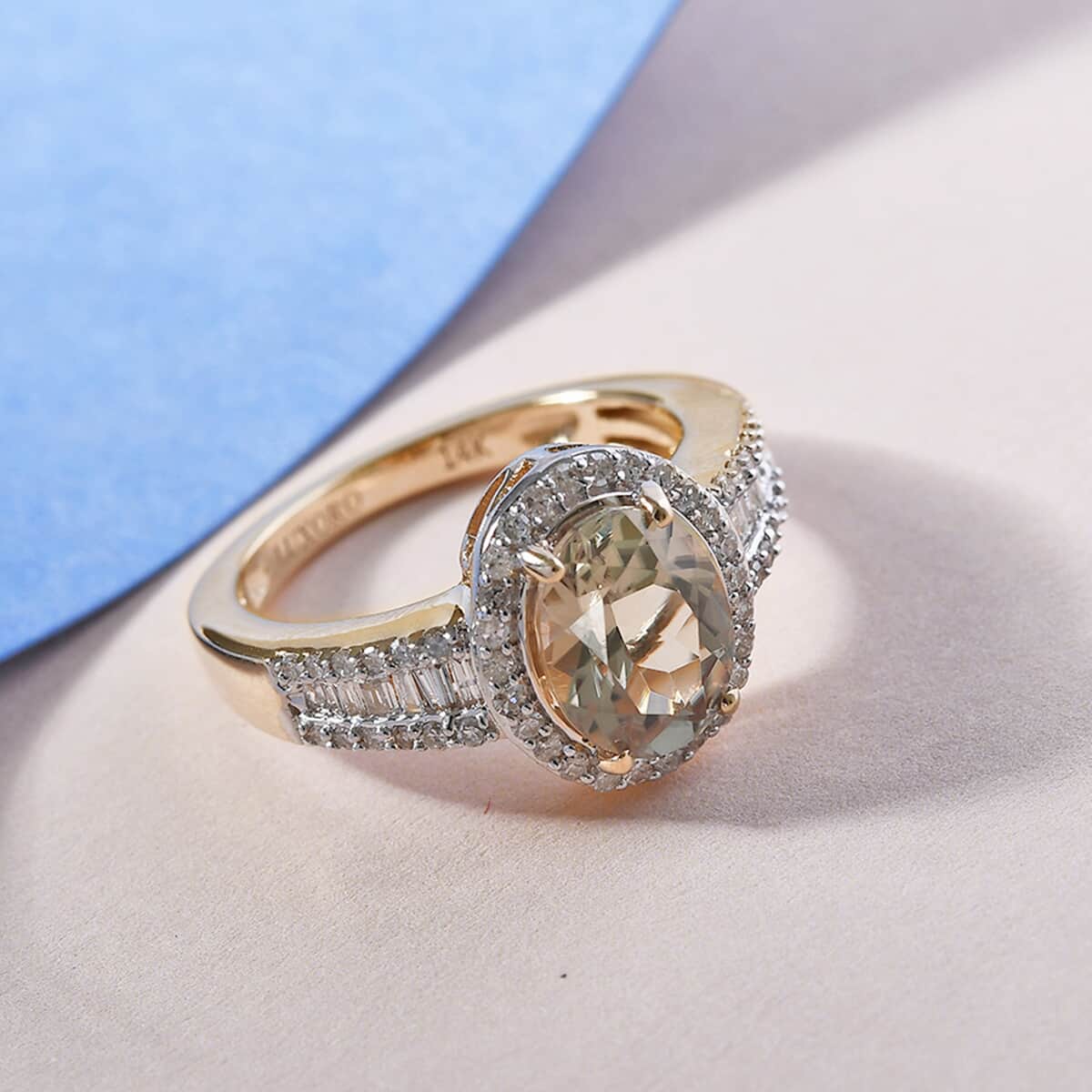Luxoro 14K Yellow Gold AAA Turkizite and Diamond Cocktail Ring (Size 8.5) 2.50 ctw image number 1