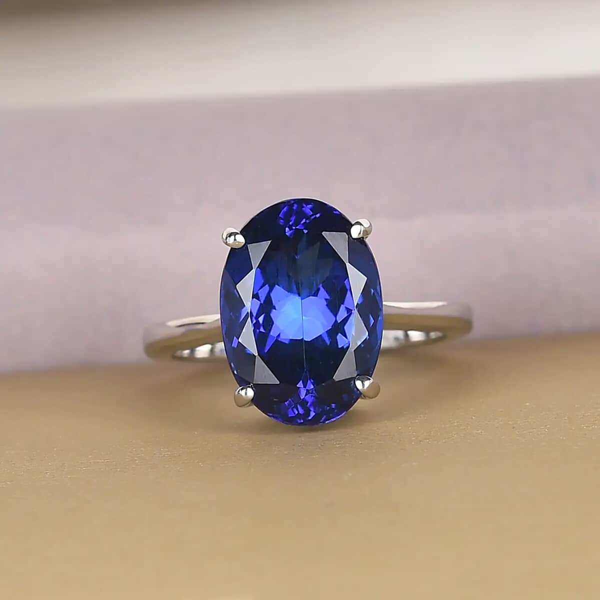 Rhapsody AAAA Tanzanite 7.75 ctw Solitaire Ring in 950 Platinum (Size 8.5) 6.35 Grams image number 1