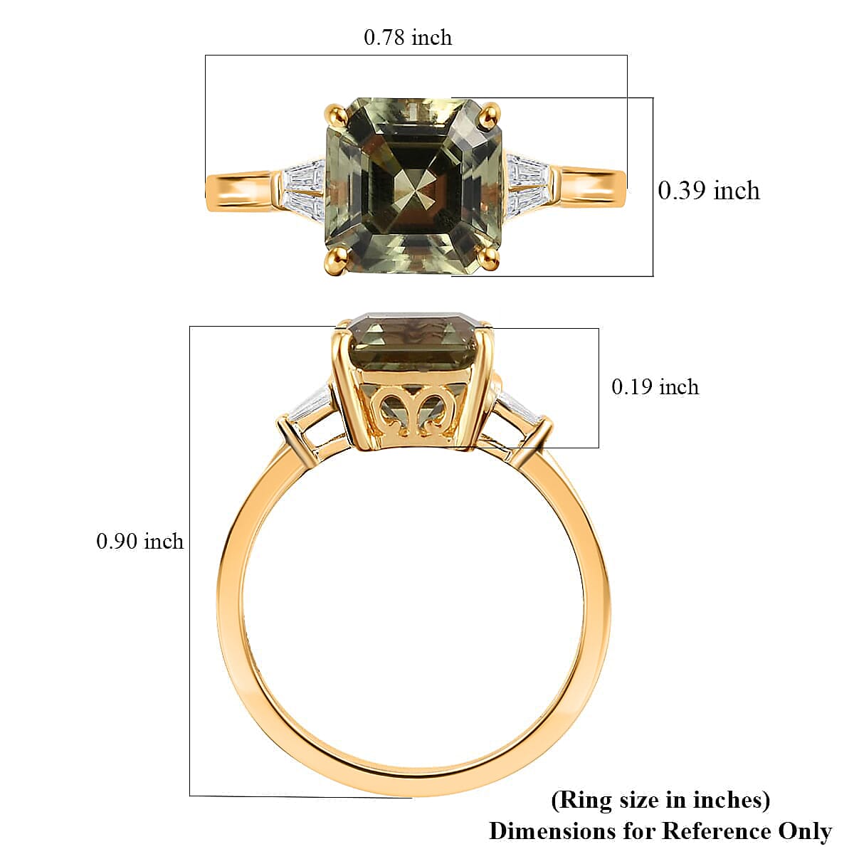 Iliana 18K Yellow Gold Asscher Cut AAA Turkizite and G-H SI Diamond Ring (Size 8.5) 3.35 ctw image number 5