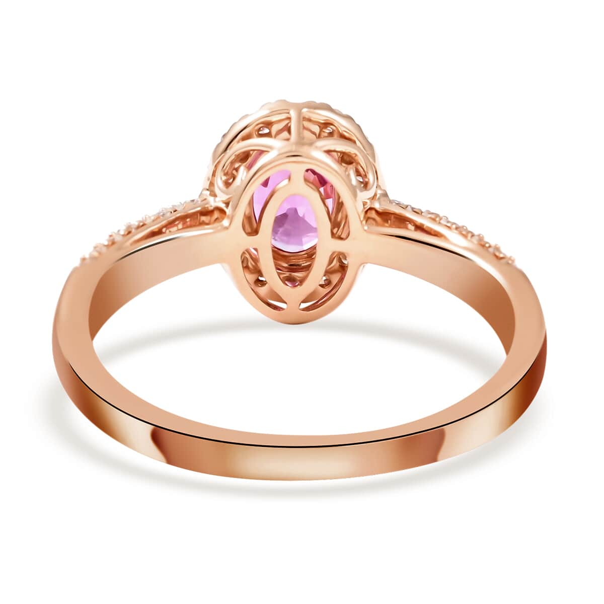 Certified Iliana 18K Rose Gold AAA Madagascar Pink Sapphire and G-H SI Diamond Halo Ring (Size 8.5) 1.35 ctw image number 4