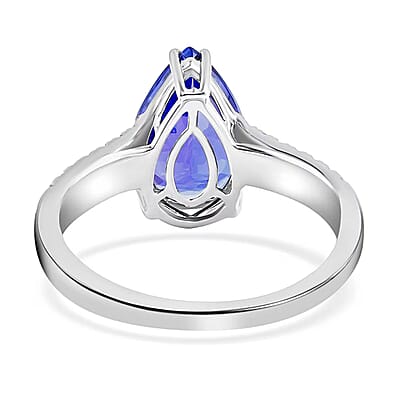 Certified and Appraised Rhapsody 950 Platinum AAAA Tanzanite and E-F VS Diamond Ring (Size 9.5) 5.50 Grams 3.60 ctw