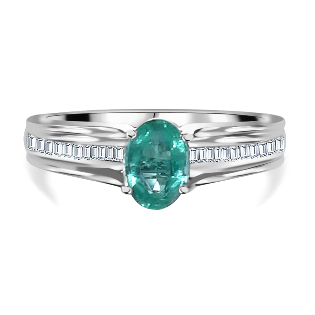 Rhapsody 950 Platinum AAAA Ethiopian Emerald and E-F VS2 Diamond Bridge Ring (Size 9.5) 4.50 Grams 1.00 ctw image number 0