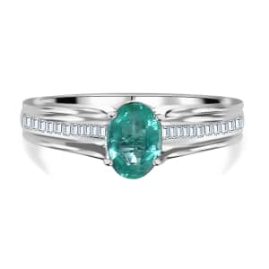 Rhapsody 950 Platinum AAAA Ethiopian Emerald and E-F VS2 Diamond Bridge Ring (Size 9.5) 4.50 Grams 1.00 ctw