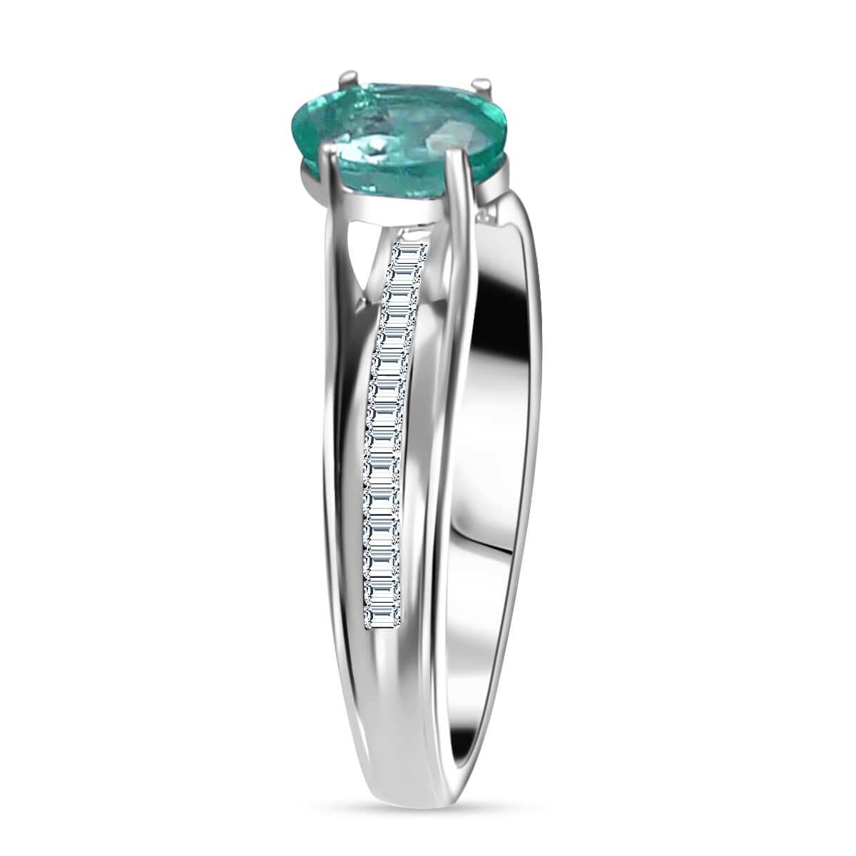 Rhapsody 950 Platinum AAAA Ethiopian Emerald and E-F VS2 Diamond Bridge Ring (Size 9.5) 4.50 Grams 1.00 ctw image number 2