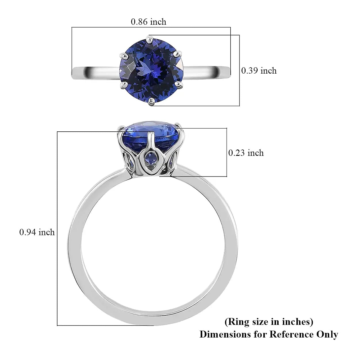Rhapsody 950 Platinum AAAA Portuguese Cut 161 Facet Tanzanite Solitaire Ring (Size 9.5) 2.40 ctw image number 5