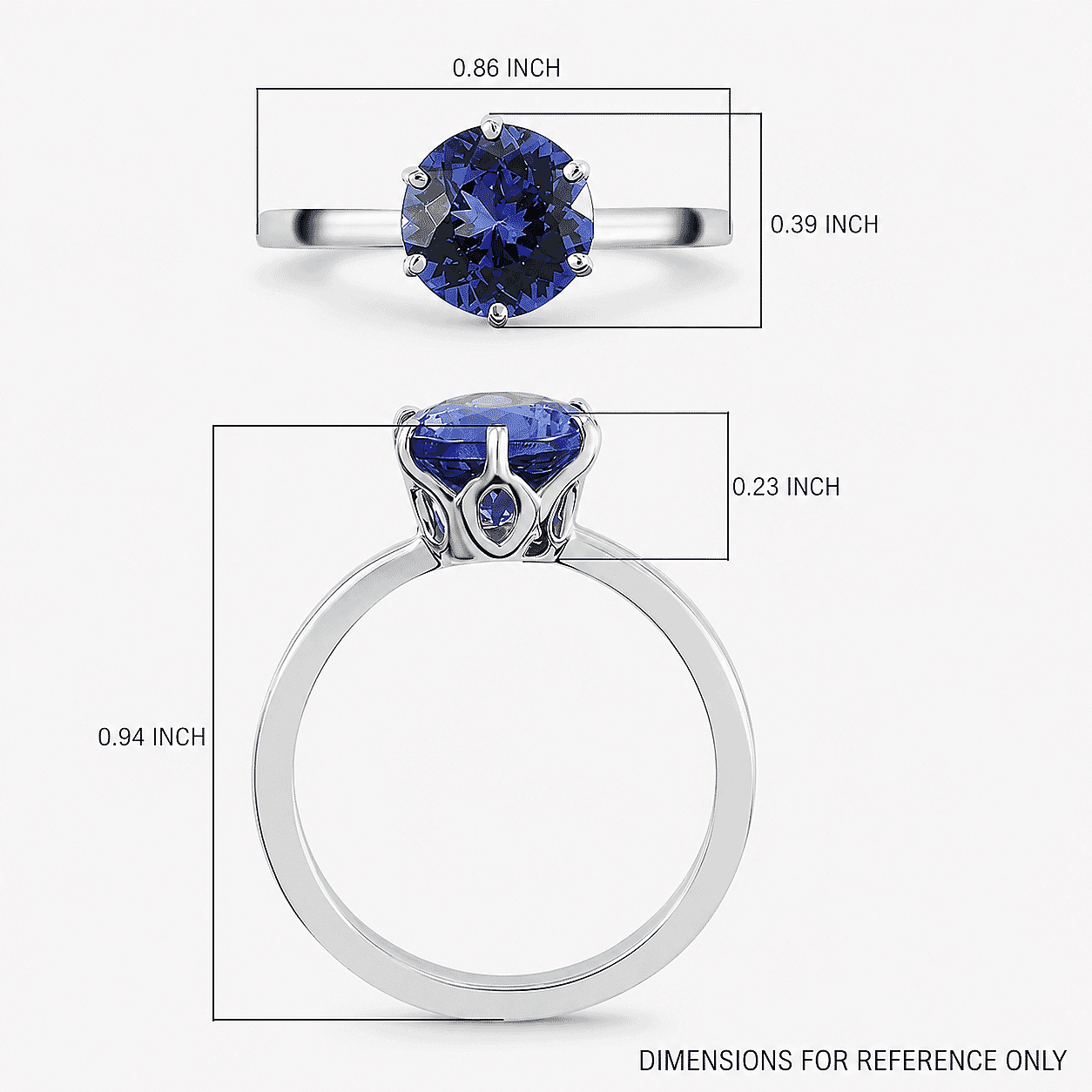 Rhapsody 950 Platinum AAAA Portuguese Cut 161 Facet Tanzanite Solitaire Ring (Size 9.5) 2.40 ctw