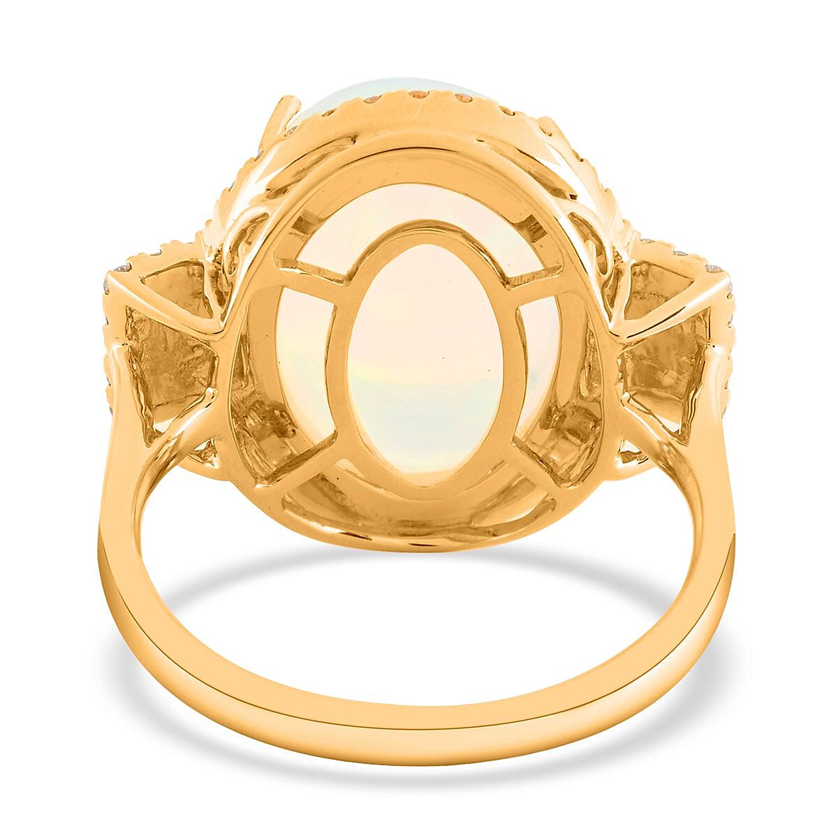 Certified & Appraised Iliana 18K Yellow Gold AAA Ethiopian Welo Opal and G-H SI Diamond Halo Ring (Size 9.5) 5.60 Grams 7.40 ctw image number 4
