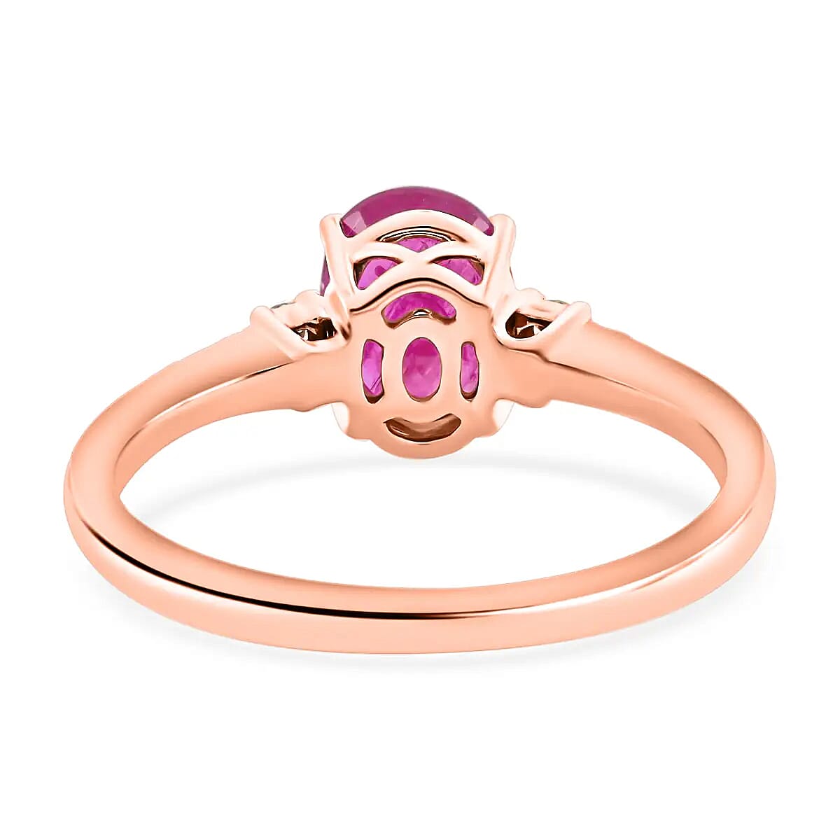 Luxoro AAA Mozambique Ruby Ring , 14K Rose Gold Ring , Diamond Accent Ring , Gold Jewelry 1.60 ctw image number 4