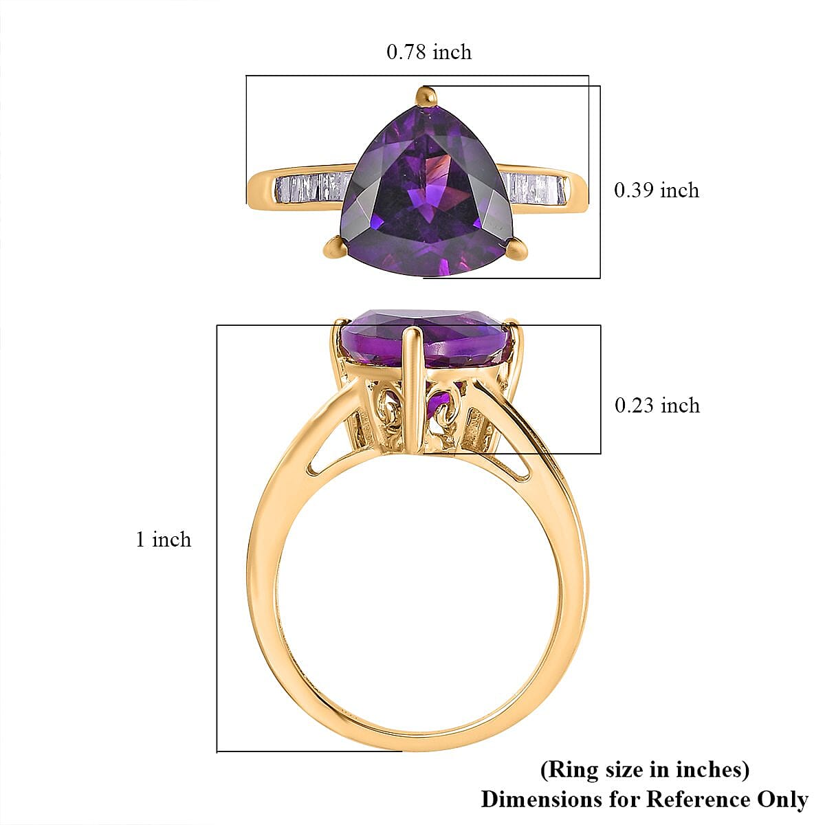 Luxoro AAA Moroccan Amethyst and Diamond 3.70 ctw Ring in 10K Yellow Gold (Size 9.5) image number 5