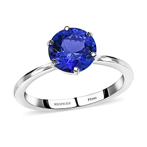 Rhapsody 950 Platinum AAAA Portuguese Cut 161 Facet Tanzanite Solitaire Ring (Size 10.5) 2.40 ctw