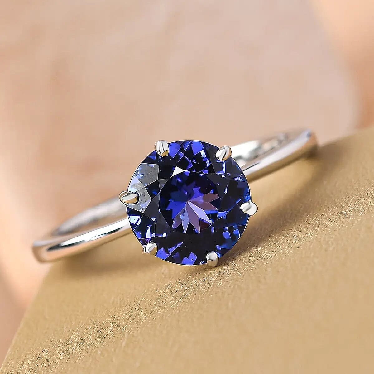 Rhapsody 950 Platinum AAAA Portuguese Cut 161 Facet Tanzanite Solitaire Ring (Size 10.5) 2.40 ctw image number 1
