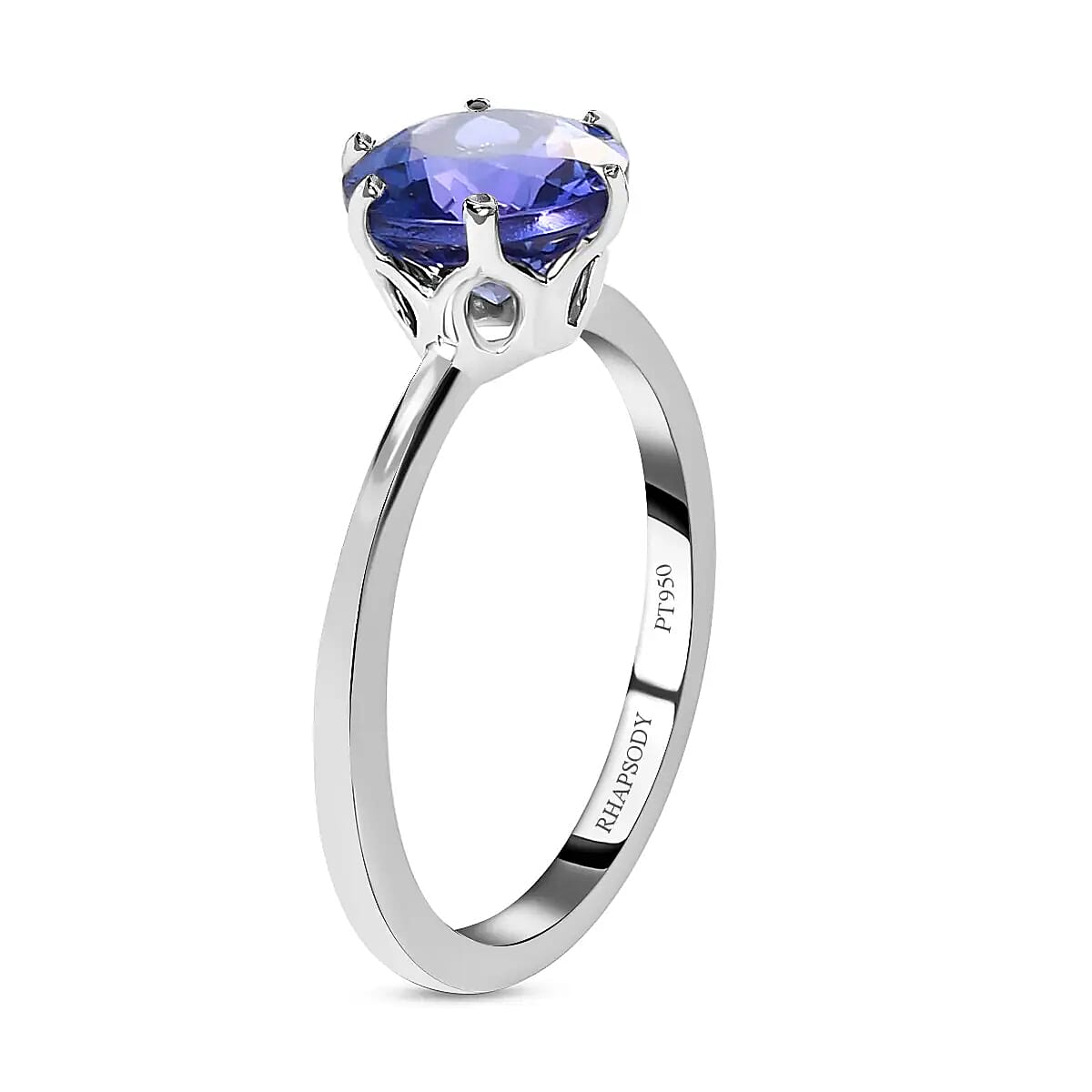 Rhapsody 950 Platinum AAAA Portuguese Cut 161 Facet Tanzanite Solitaire Ring (Size 10.5) 2.40 ctw image number 3
