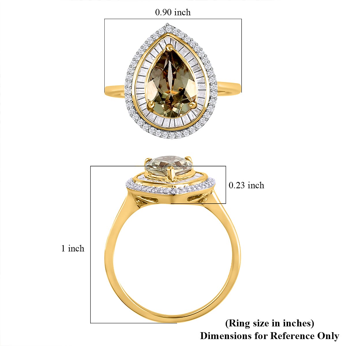 Luxoro 10K Yellow Gold AAA Turkizite and Diamond Pear Shape Double Halo Ring (Size 5.0) 2.40 ctw image number 5