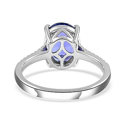 Rhapsody Certified and Appraised AAAA Tanzanite Ring, E-F VS Diamond Accent Ring, 950 Platinum Ring, Gifts For Her 6.60 Grams 4.10 ctw