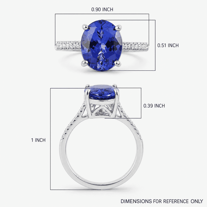 Rhapsody Certified and Appraised AAAA Tanzanite Ring, E-F VS Diamond Accent Ring, 950 Platinum Ring, Gifts For Her 6.60 Grams 4.10 ctw