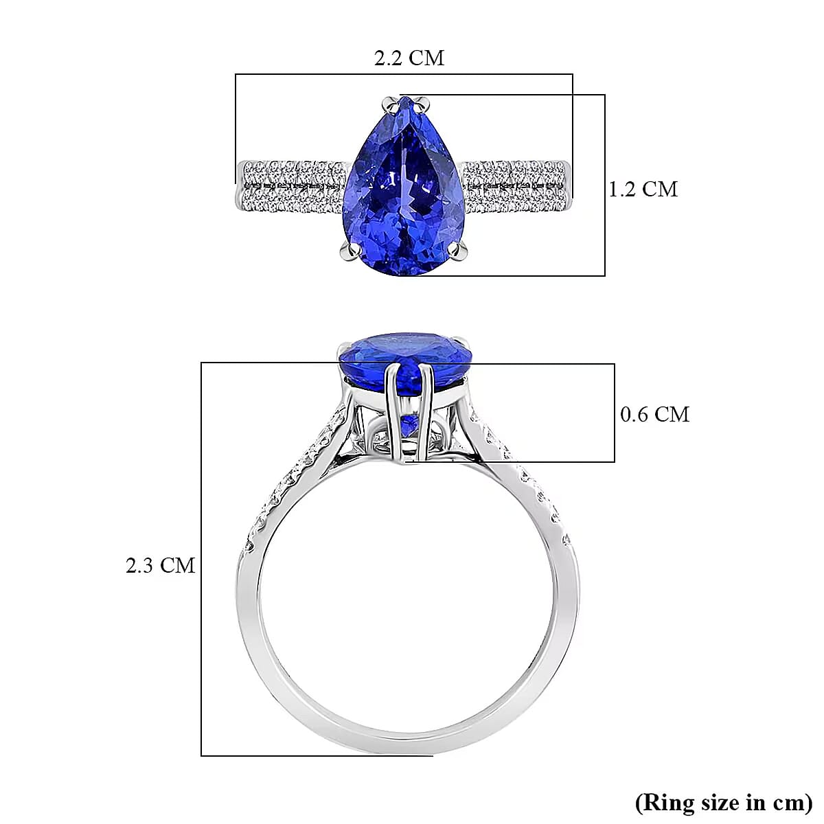 Certified Rhapsody 950 Platinum AAAA Tanzanite and E-F VS Diamond Ring (Size 11.0) 5.50 Grams 3.60 ctw image number 6