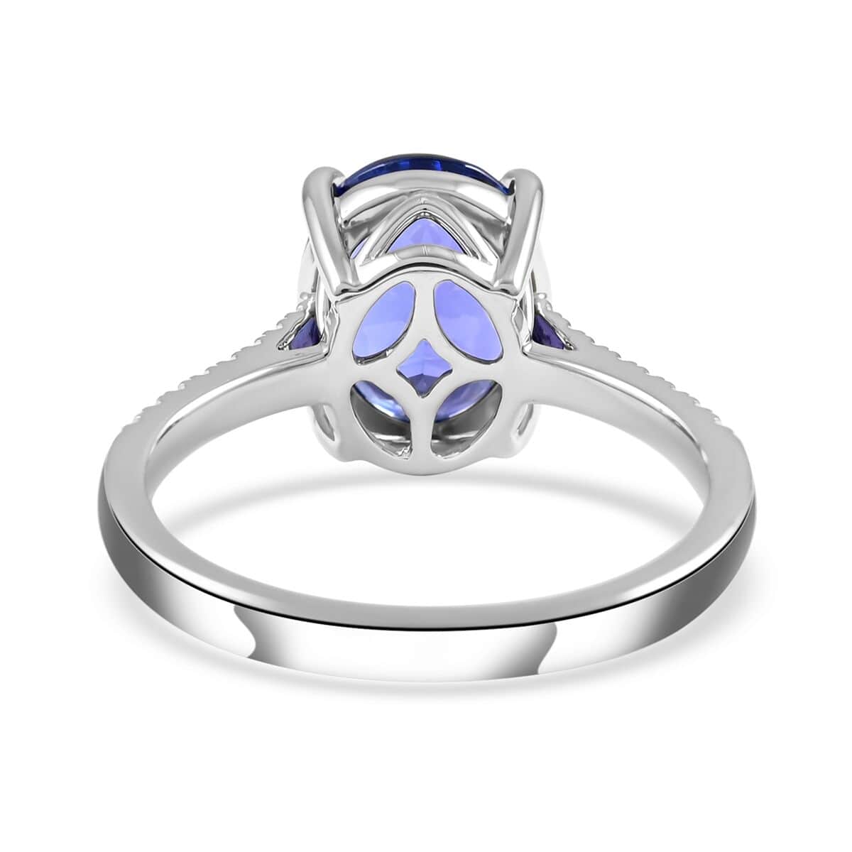 Rhapsody Certified and Appraised AAAA Tanzanite and E-F VS Diamond 4.10 ctw Accent Ring, 950 Platinum Ring, Gifts For Her 6.60 Grams (Size 11.00) image number 4