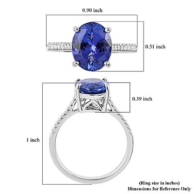 Rhapsody Certified and Appraised AAAA Tanzanite and E-F VS Diamond 4.10 ctw Accent Ring, 950 Platinum Ring, Gifts For Her 6.60 Grams (Size 11.00)
