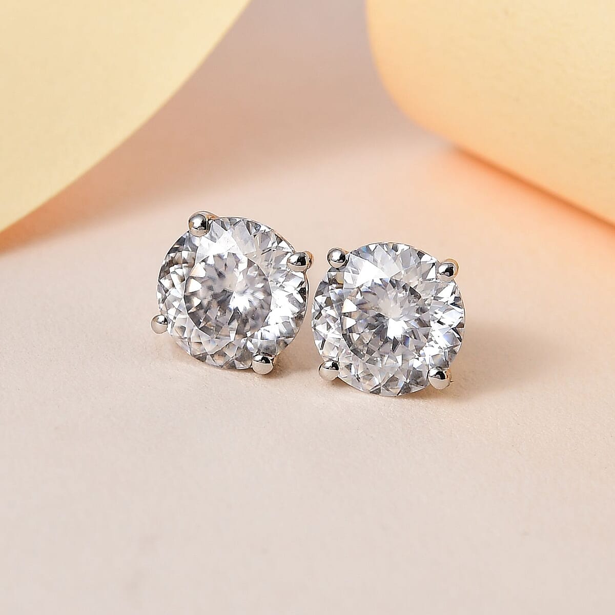 Moissanite Solitaire Stud Earrings in Platinum Over Sterling Silver 5.90 ctw (Del. in 10-15 Days) image number 1