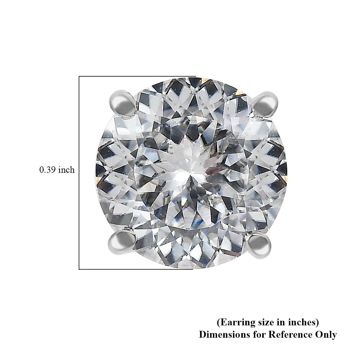 Moissanite Solitaire Stud Earrings in Platinum Over Sterling Silver 5.90 ctw (Del. in 10-15 Days) image number 4