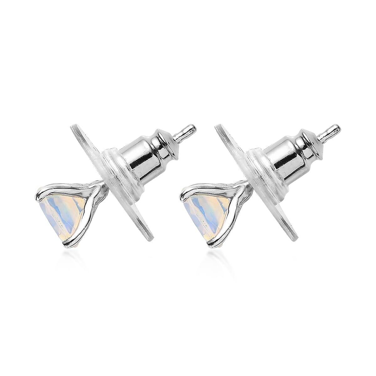 Premium Ethiopian Welo Opal Solitaire Stud Earrings in Platinum Over Sterling Silver 1.00 ctw