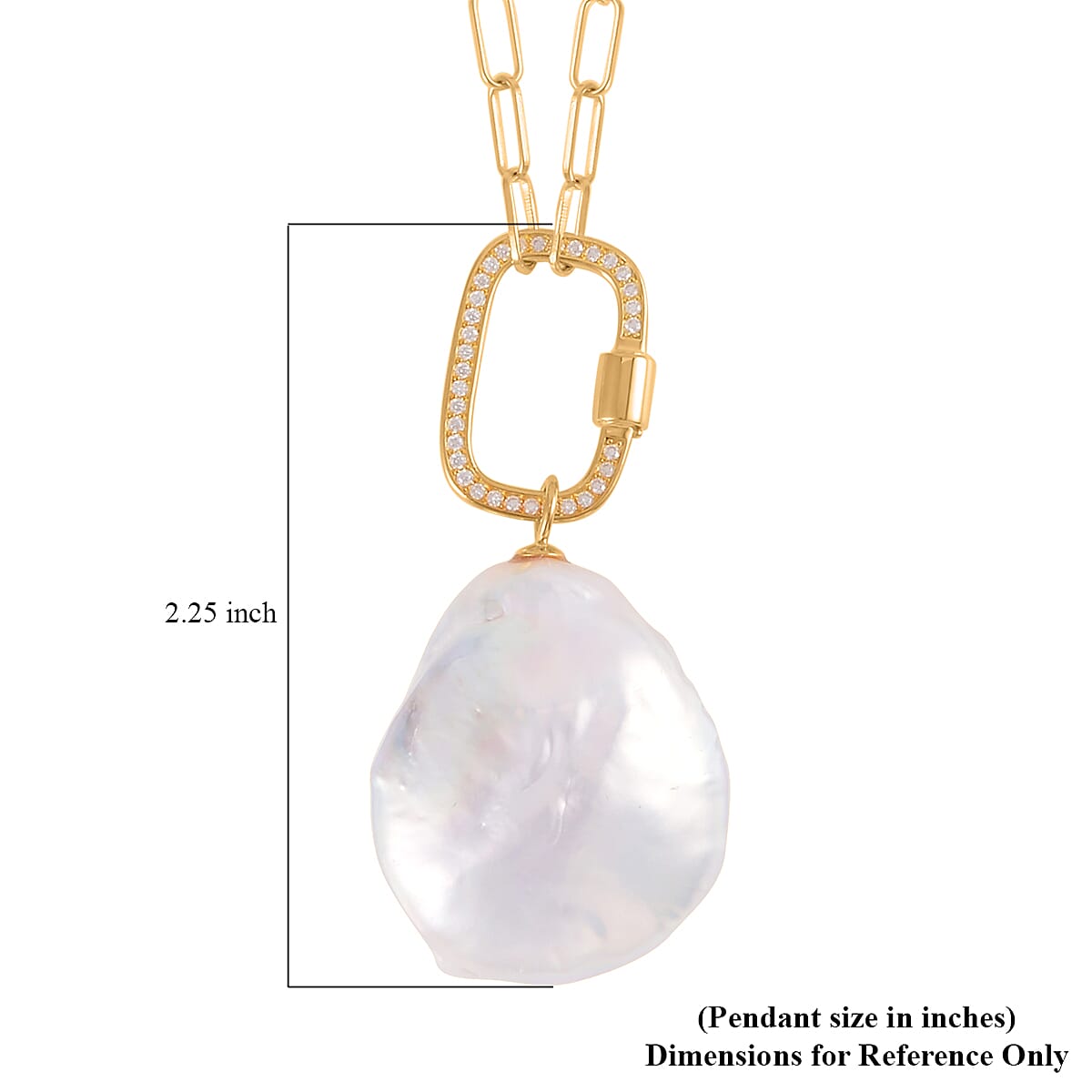 Organic Shape Baroque Pearl and Moissanite Necklace 20 Inches in 14K Yellow Gold Over Sterling Silver 0.20 ctw