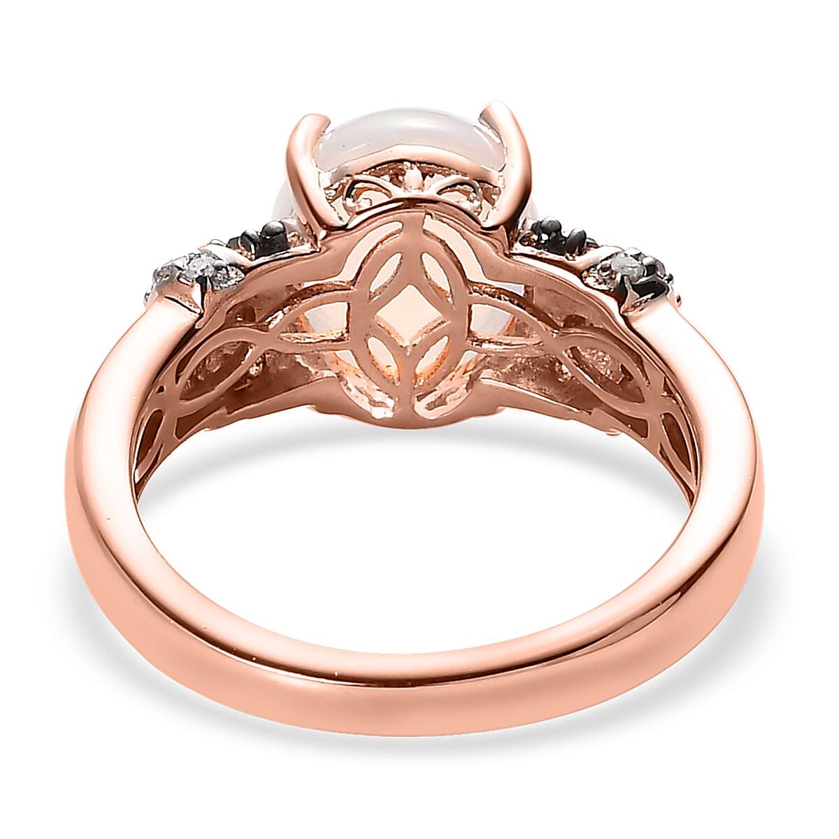 Premium Ethiopian Welo Opal, Champagne and White Diamond Ring in Vermeil Rose Gold Over Sterling Silver 2.50 ctw image number 4