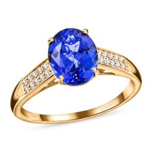 Certified & Appraised Luxoro 14K Yellow Gold AAA Tanzanite and G-H I2 Diamond Ring (Size 10.0) 3.00 ctw