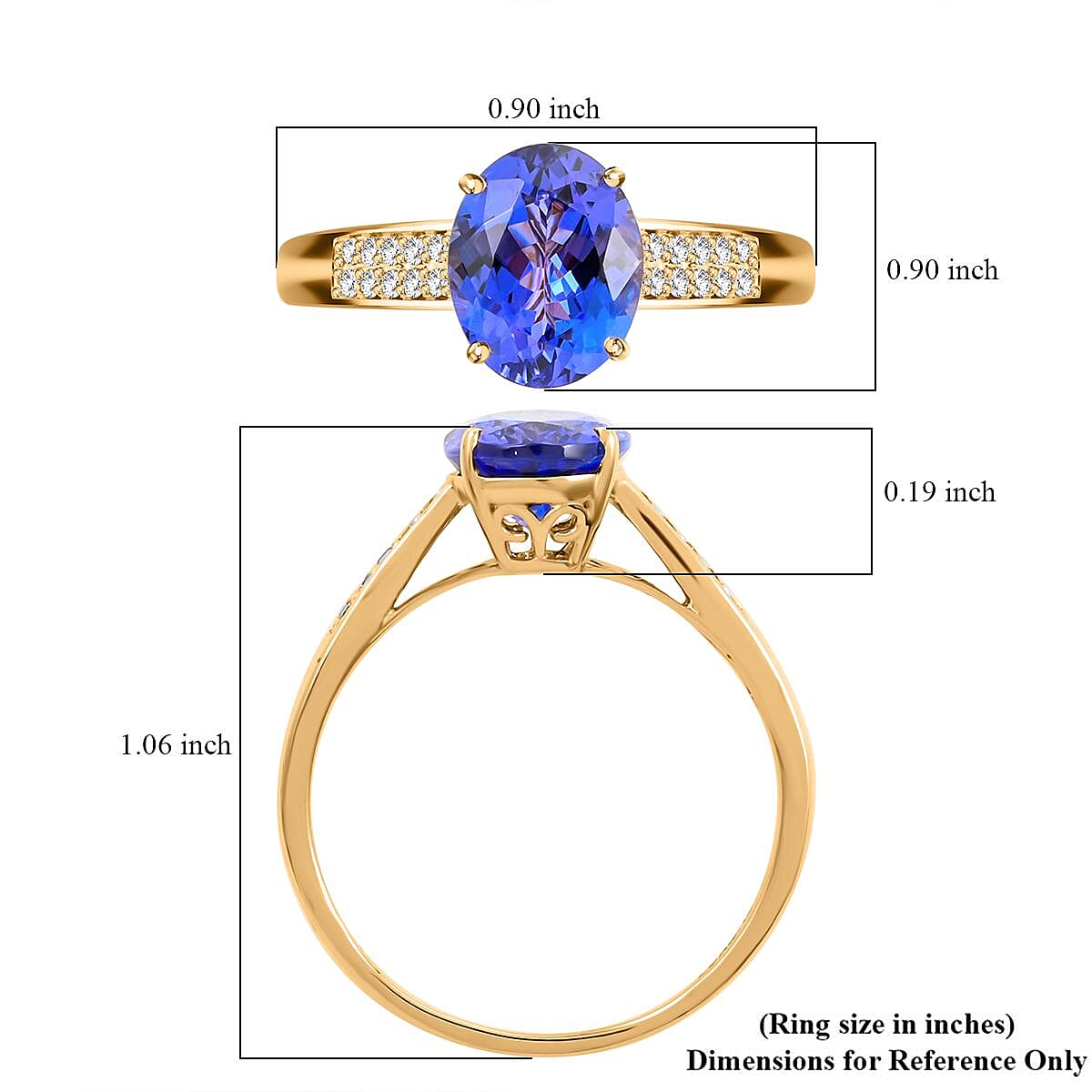 Certified & Appraised Luxoro 14K Yellow Gold AAA Tanzanite and G-H I2 Diamond Solitaire Ring (Size 6.0) 3.00 ctw image number 5