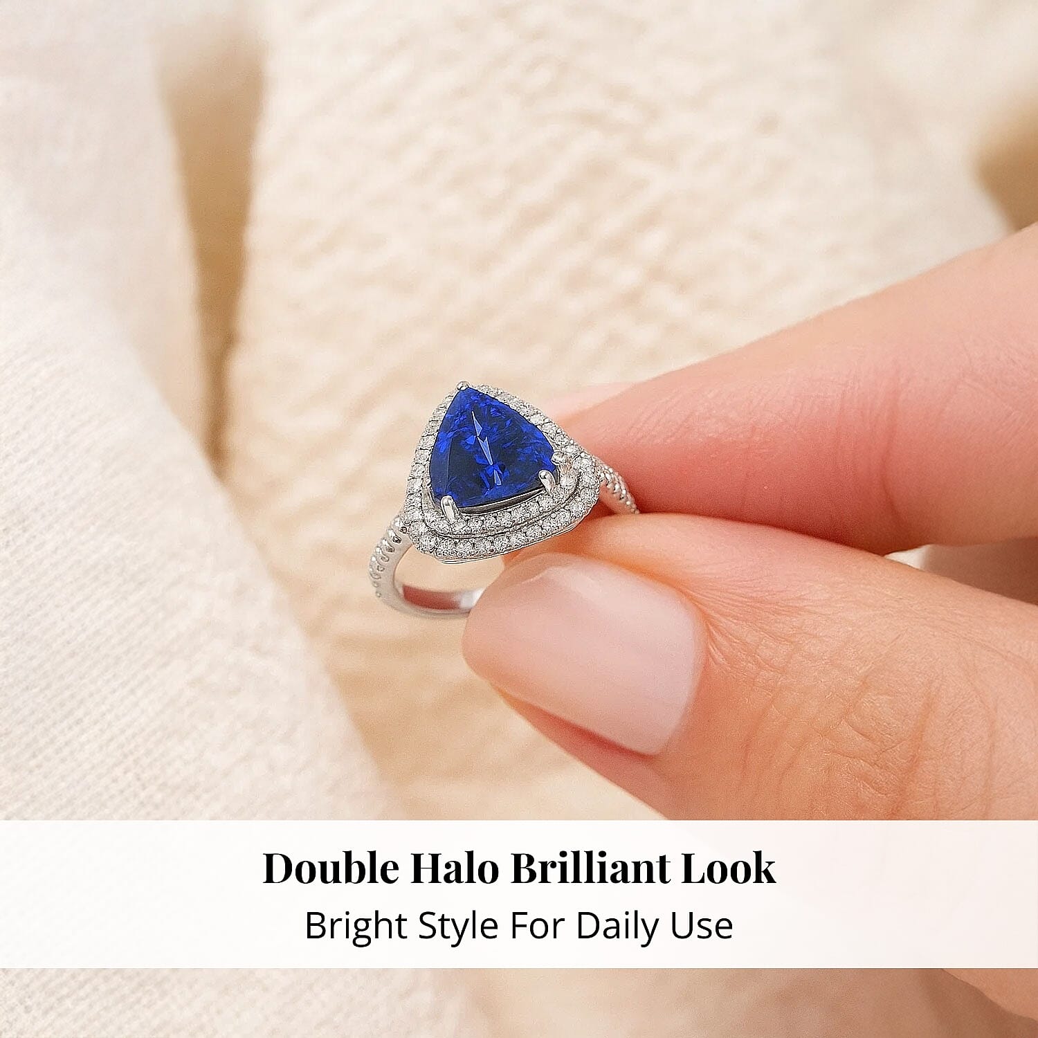 Certified & Appraised Rhapsody 950 Platinum AAAA Tanzanite and E-F VS Diamond Double Halo Ring (Size 10.0) 8 Grams 5.00 ctw